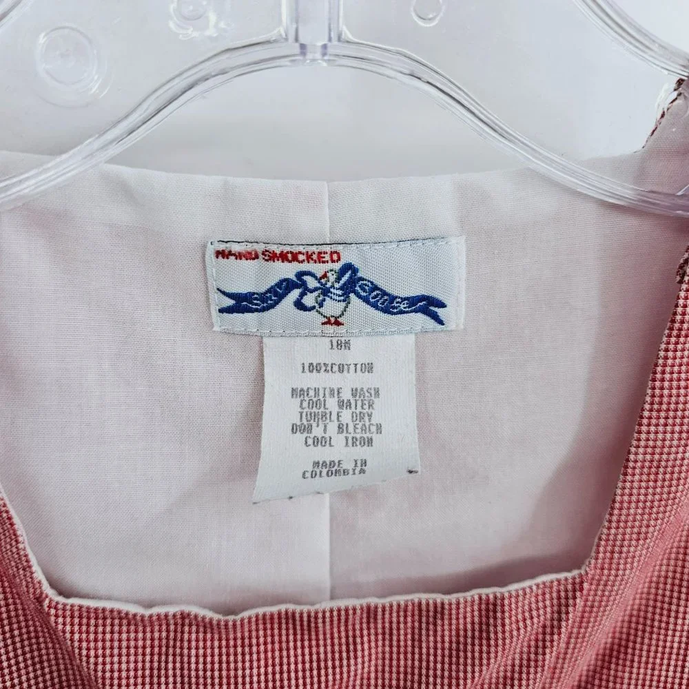 Silly Goose Hand Smocked Jon Jon Romper 18 Months Red Gingham Christmas Frogs